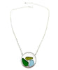 Olive, Green and Aqua Sea Glass Hoop Necklace