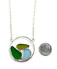 Olive, Green and Aqua Sea Glass Hoop Necklace