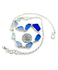 Textured Cobalt, Aqua and Clear Sea Glass 11 Piece Necklace
