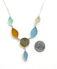 Sea Glass Earth Tone Leaves with Stone Flower 6 Piece Necklace