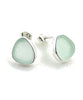 Soft Aqua Sea Glass Natural Shape Post Earrings
