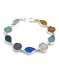Earth Tone Sea Glass and Stone Flower Bracelet- 9