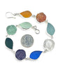 Earth Tone Sea Glass and Stone Flower Bracelet- 9
