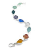 Earth Tone Sea Glass and Stone Flower Bracelet- 9