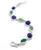 Olive & Green and Aqua Sea Glass and Amethyst Flower Bracelet- 8