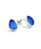 Blue Sea Glass Natural Shape Post Earrings