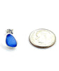 Blue Sea Glass Natural Shape Post Earrings