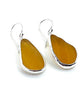 Large textured Amber Sea Glass Open Back Drop Earrings