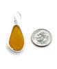 Large textured Amber Sea Glass Open Back Drop Earrings