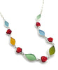 Multi Color Sea Glass Leaves with Carved Coral Roses 11 Piece Necklace
