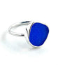 Cobalt Blue Sea Glass Ring Simple Round Band - Size 9