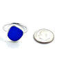 Cobalt Blue Sea Glass Ring Simple Round Band - Size 9
