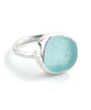 Light Aqua Sea Glass Ring Simple Round Band - Size 6
