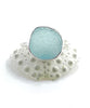 Light Aqua Sea Glass Ring Simple Round Band - Size 6