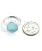 Light Aqua Sea Glass Ring Simple Round Band - Size 6