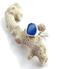 Blue Sea Glass Ring Simple Round Band - Size 7