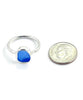 Blue Sea Glass Ring Simple Round Band - Size 7