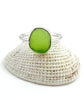 Lime Green Sea Glass Ring Simple Round Band - Size 10
