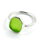 Lime Green Sea Glass Ring Simple Round Band - Size 10