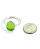 Lime Green Sea Glass Ring Simple Round Band - Size 10
