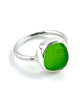 Green Sea Glass Ring Simple Round Band - Size 6