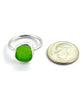 Green Sea Glass Ring Simple Round Band - Size 6