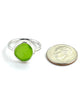Lime Green Sea Glass Ring Simple Round Band - Size 6