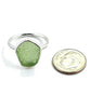 Soft Olive Green Sea Glass Ring Simple Round Band - Size 9