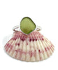 Olive Green Sea Glass Ring Simple Round Band - Size 6.5
