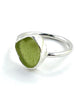 Olive Green Sea Glass Ring Simple Round Band - Size 6.5