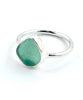 Jade Green Sea Glass Ring Simple Round Band - Size 10