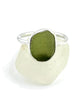 Olive Sea Glass Ring Simple Round Band - Size 7