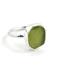 Olive Sea Glass Ring Simple Round Band - Size 7