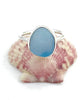 Light Aqua Sea Glass Ring Simple Round Band - Size 9
