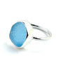 Light Aqua Sea Glass Ring Simple Round Band - Size 9