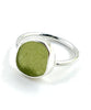 Green Sea Glass Ring Simple Round Band - Size 6.5