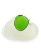 Green Sea Glass Ring Simple Round Band - Size 6.5