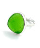 Green Sea Glass Ring Simple Round Band - Size 6.5