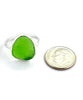 Green Sea Glass Ring Simple Round Band - Size 6.5