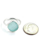 Light Aqua Sea Glass Ring Simple Round Band - Size 7