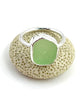 Soft Mint Green Sea Glass Ring Simple Round Band - Size 8