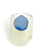 Blue Sea Glass Ring Simple Round Band - Size 8