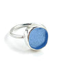 Blue Sea Glass Ring Simple Round Band - Size 8
