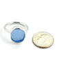 Blue Sea Glass Ring Simple Round Band - Size 8