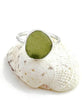 Olive Sea Glass Ring Simple Round Band - Size 8