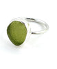 Olive Sea Glass Ring Simple Round Band - Size 8