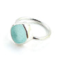 Soft Aqua Sea Glass Ring Simple Round Band - Size 9