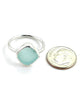 Soft Aqua Sea Glass Ring Simple Round Band - Size 9