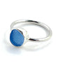 Blue Sea Glass Ring Simple Round Band - Size 7