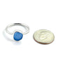 Blue Sea Glass Ring Simple Round Band - Size 7